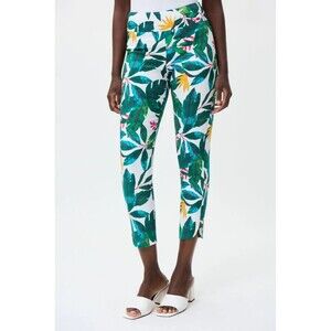 Joseph Ribkoff Vanilla/Multi Tropical Print Cropped Pants Size 6 / Style 232259